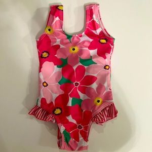 Flap Happy Girls' UPF 50+ Delaney Hip Ruffle Swimsuit. 12 months great condition